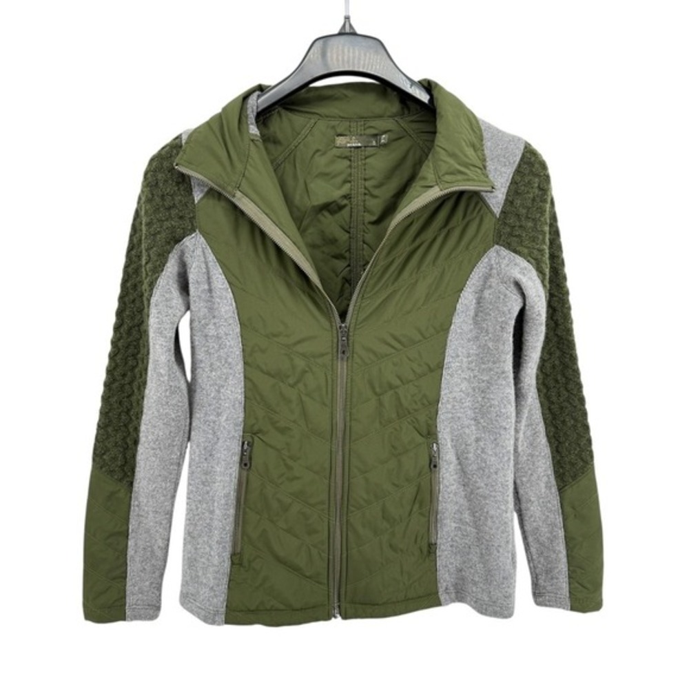 Prana Zinnia Wool Blend Womens Small Pre-Owned Quilted Green Zip Front Jacket